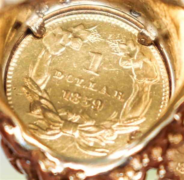 Elvis Presley's Diamond Ring With Inset of an 1859 Dollar Coin -- Includes LOA From Dave Hebler